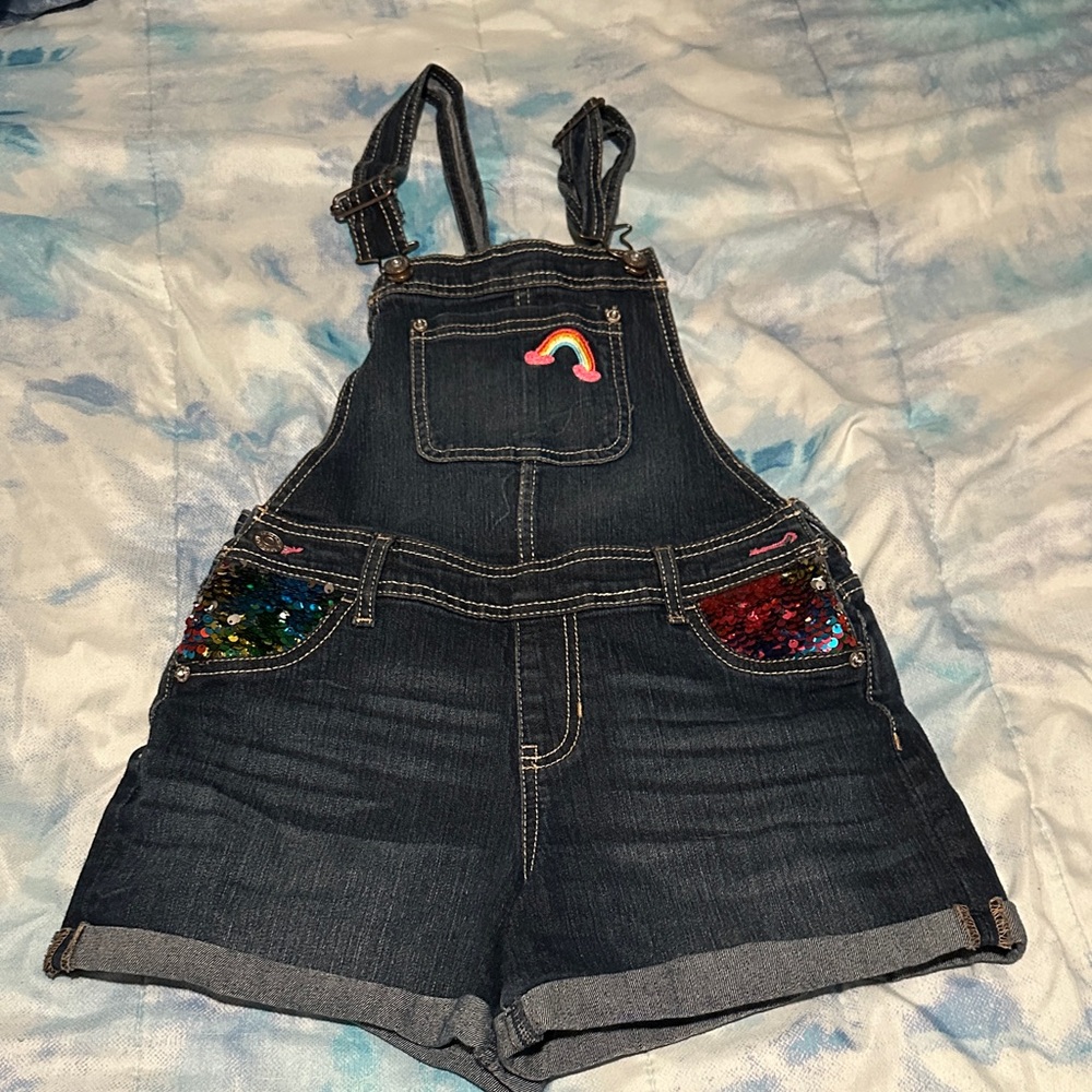 Jordache Dark Blue Kids Overalls with Rainbow Accent